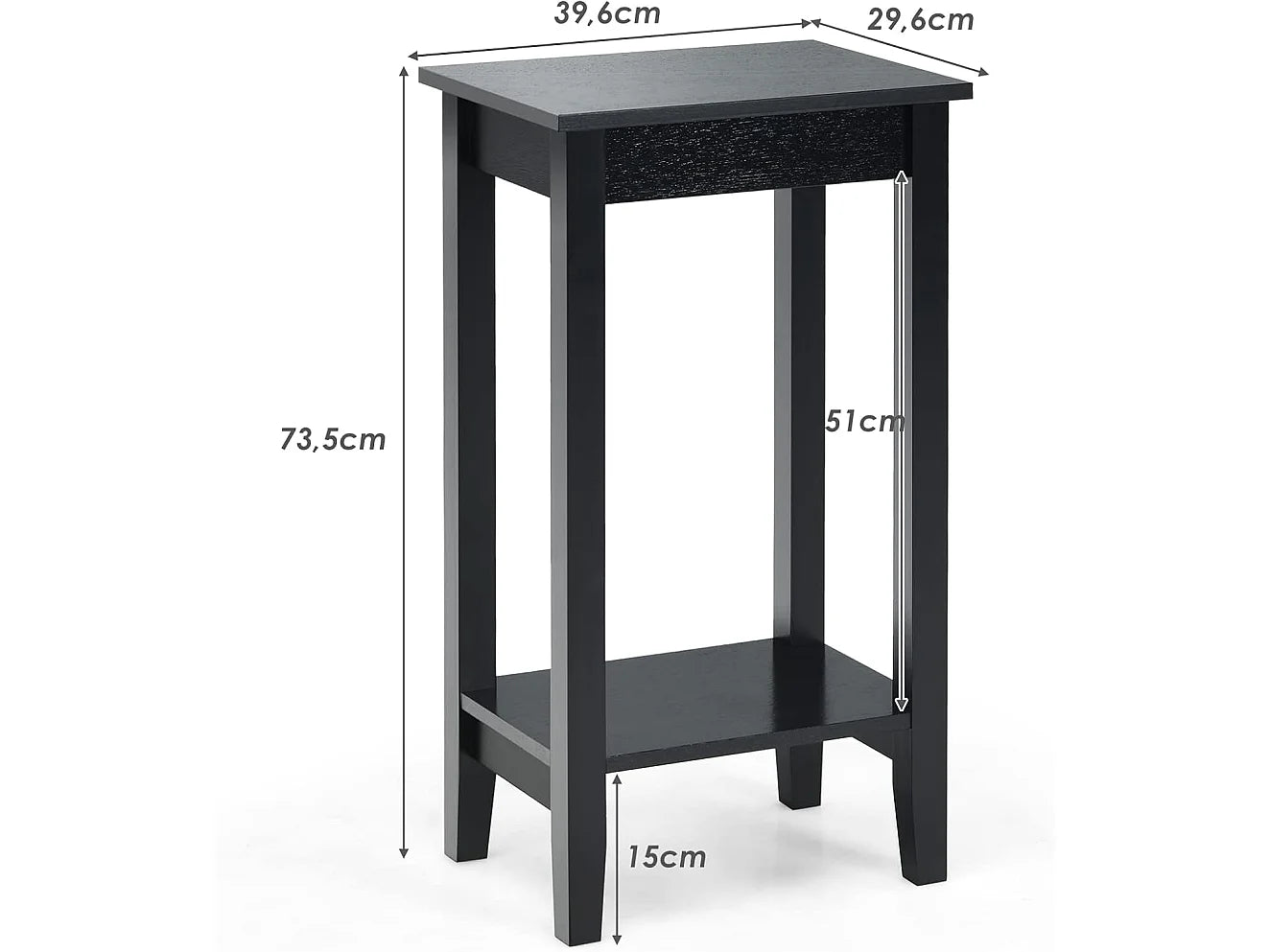 Bout de canapé noir double niveau pieds bois massif – ASKO