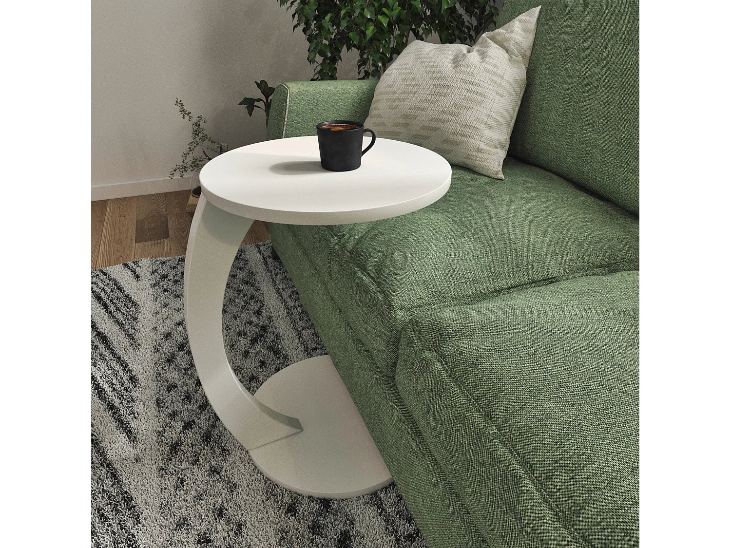 Bout de canapé rond blanc polyvalent – HOLEBY