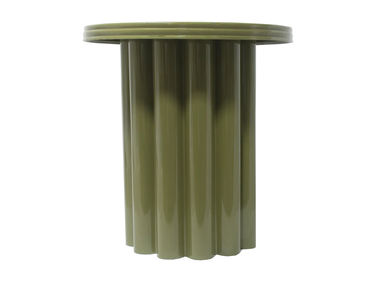 Bout de canapé en métal kaki à colonnes – OLIVE