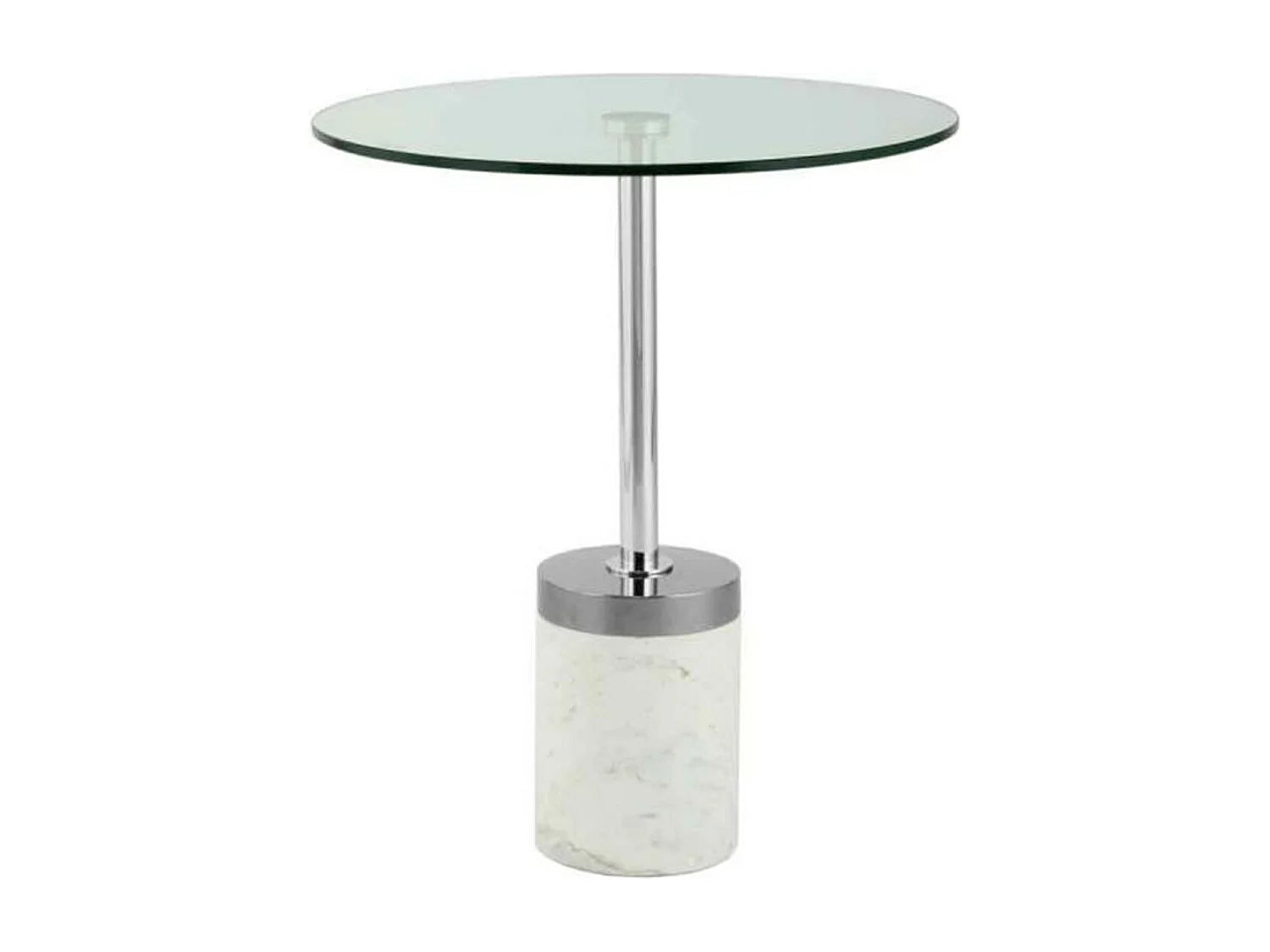 Bout de canapé rond en marbre blanc et argent – LANIMA
