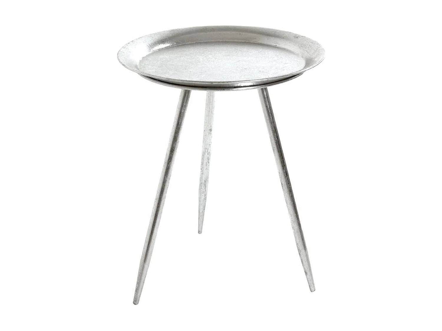 Bout de canapé rond en métal argenté laqué – SIENO