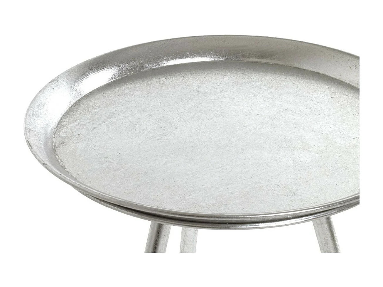 Bout de canapé rond en métal argenté laqué – SIENO