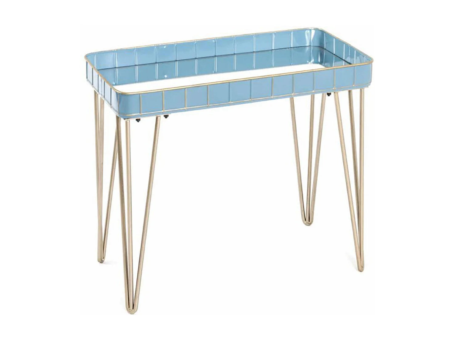 Bout de canapé rectangulaire en acier bleu miroir – ANDRA