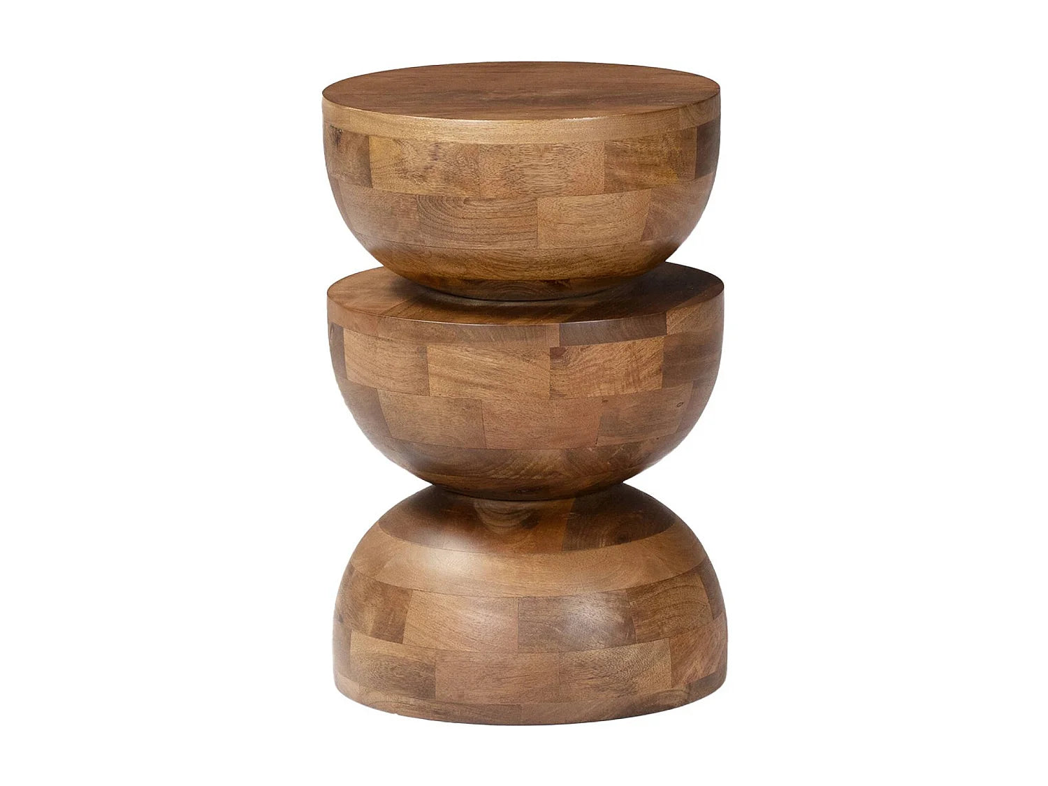 Bout de canapé rond bois de manguier noyer – MANGARA