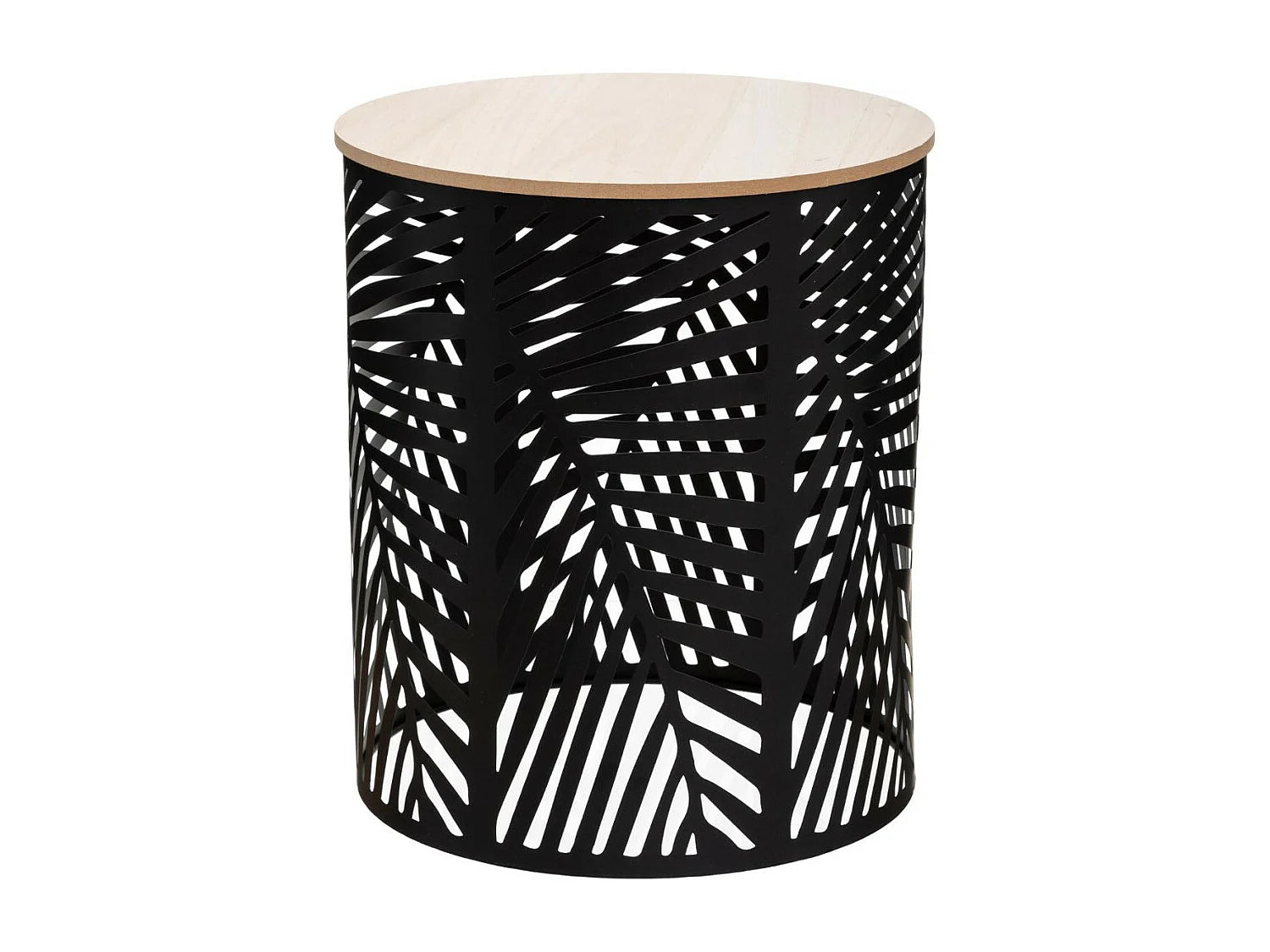Bout de canapé métal noir feuilles bois – FOGLIA