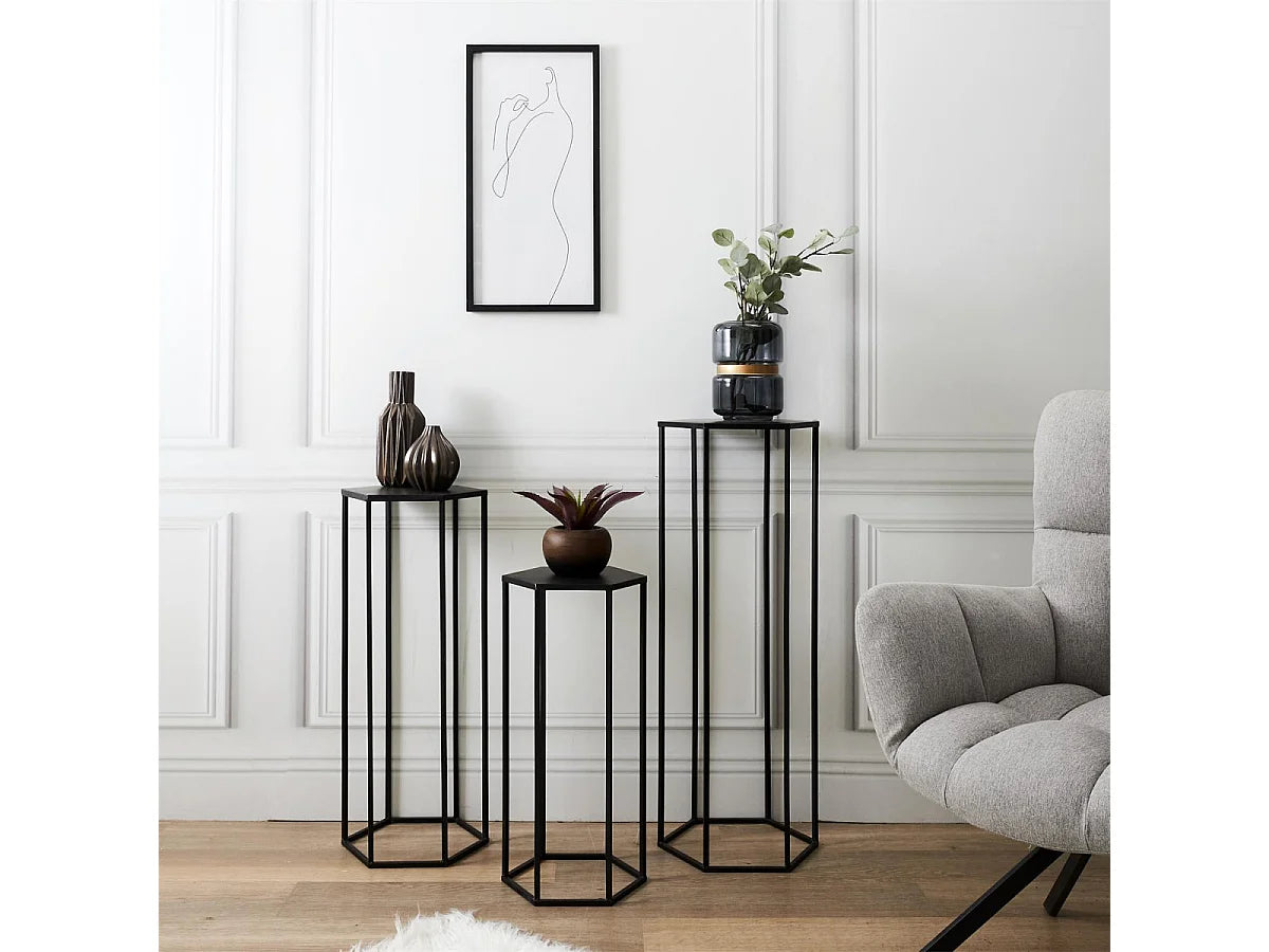 Bout de canapé gigogne lot de 3 métal noir – TRIVELA