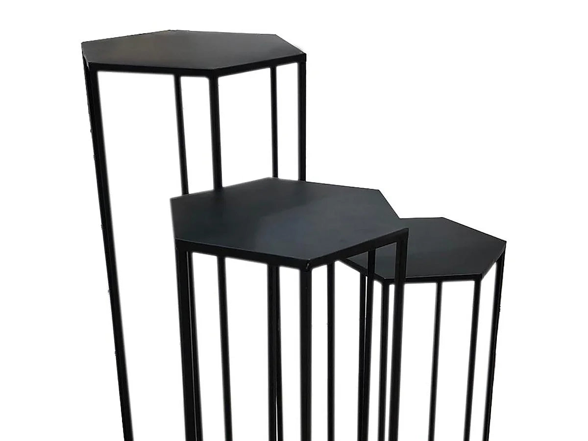 Bout de canapé gigogne lot de 3 métal noir – TRIVELA