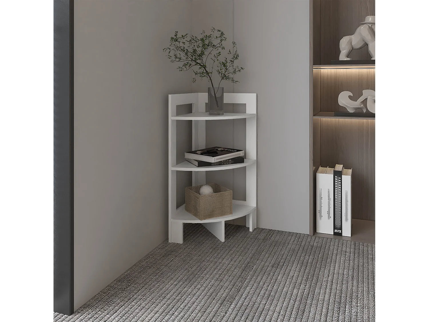 Bout de canapé tabouret blanc à 3 étagères – NORVIK