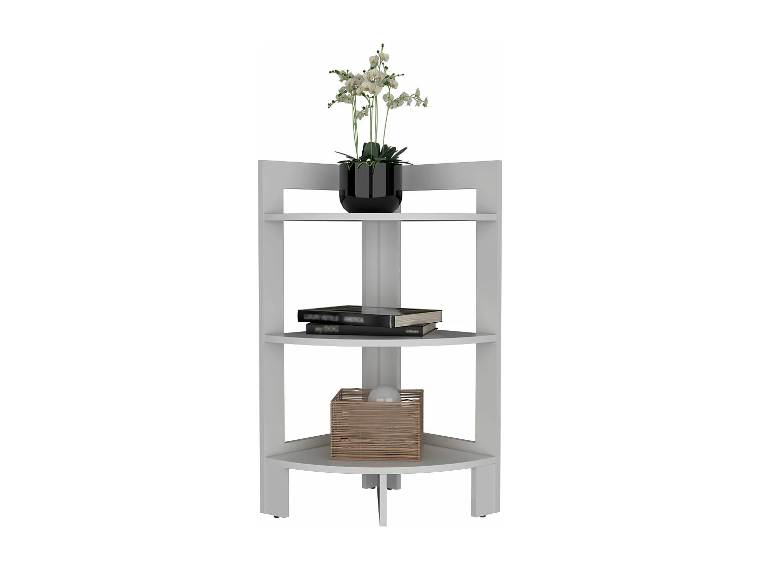 Bout de canapé tabouret blanc à 3 étagères – NORVIK