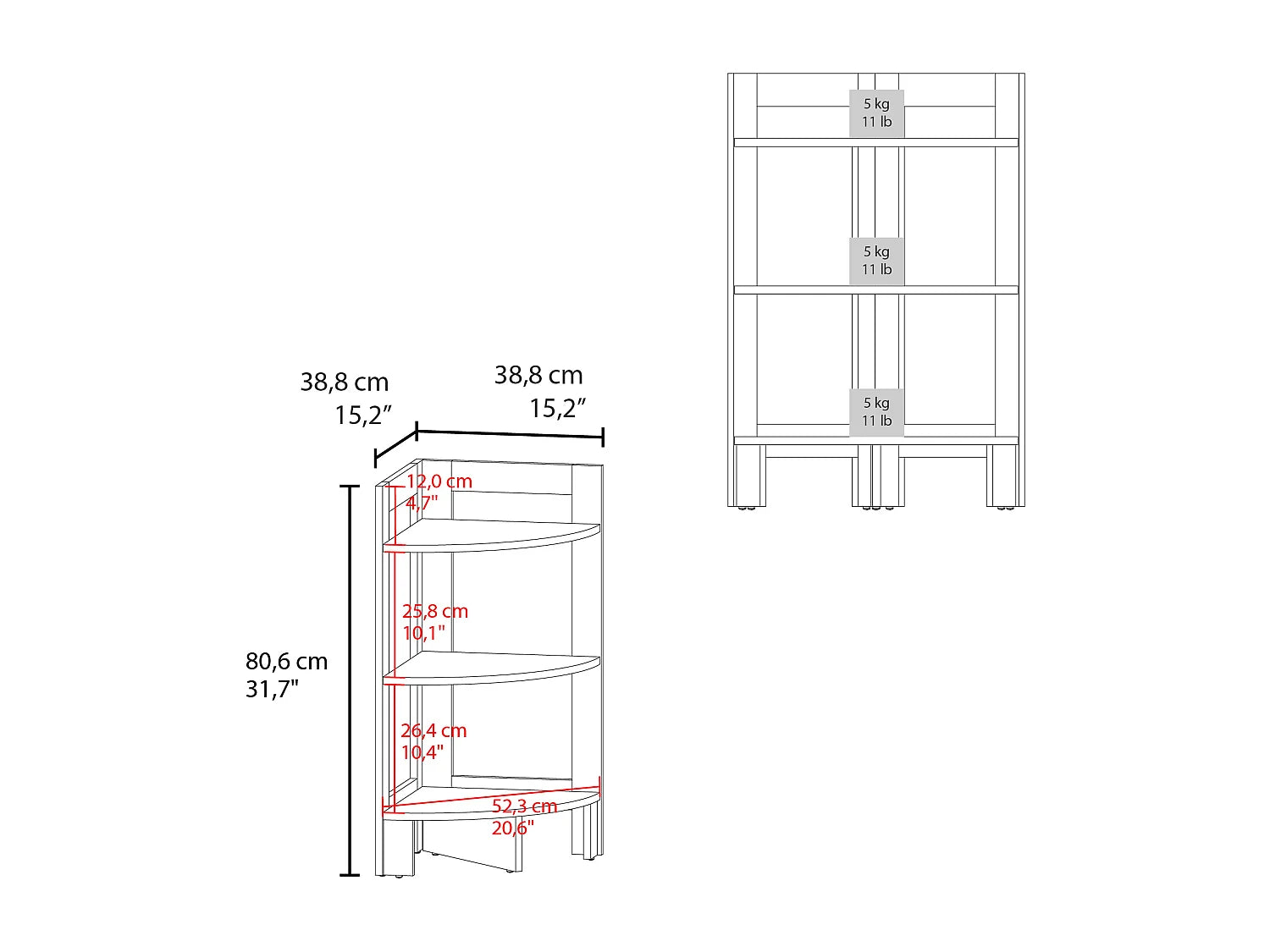 Bout de canapé tabouret blanc à 3 étagères – NORVIK