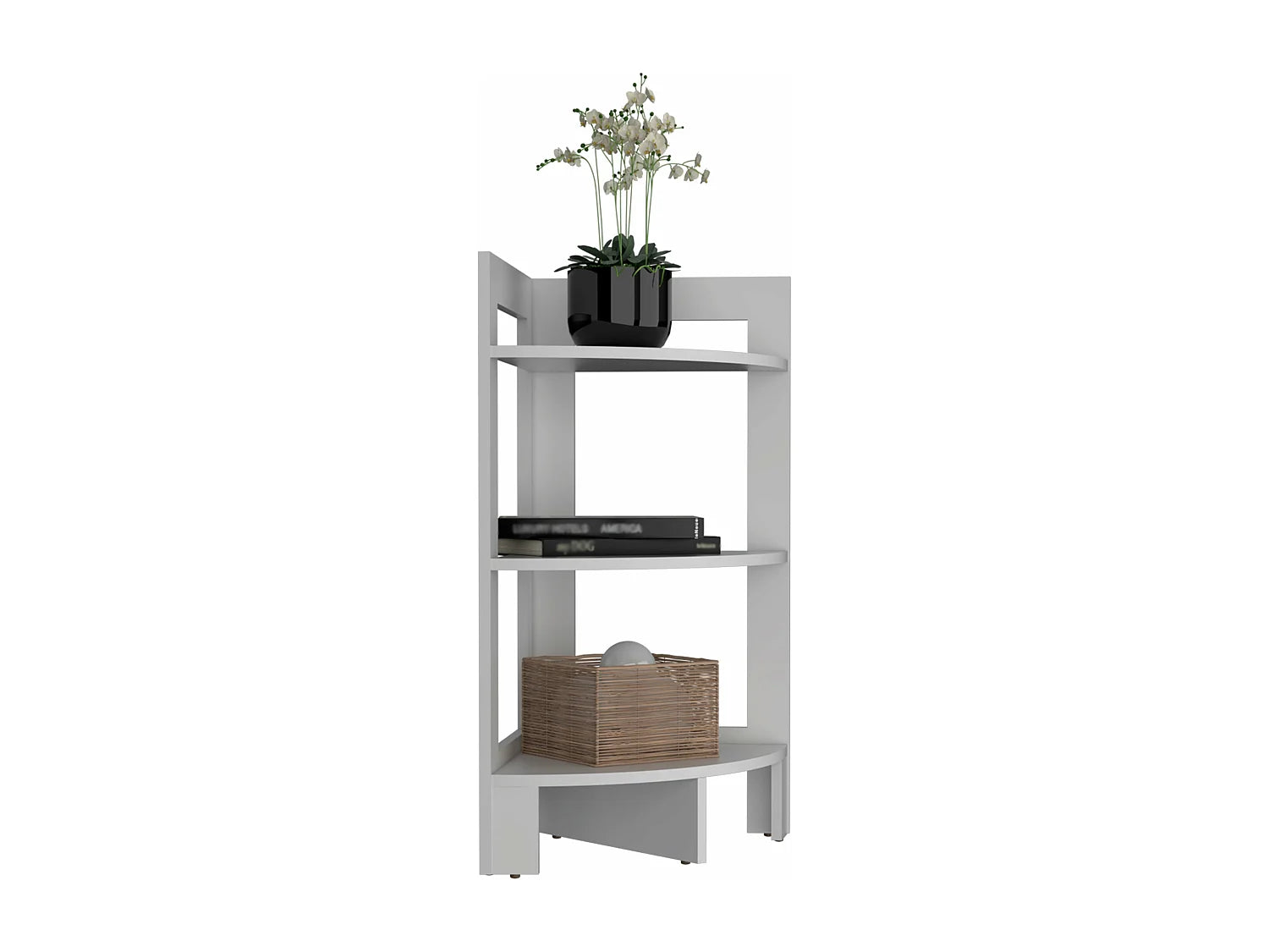 Bout de canapé tabouret blanc à 3 étagères – NORVIK