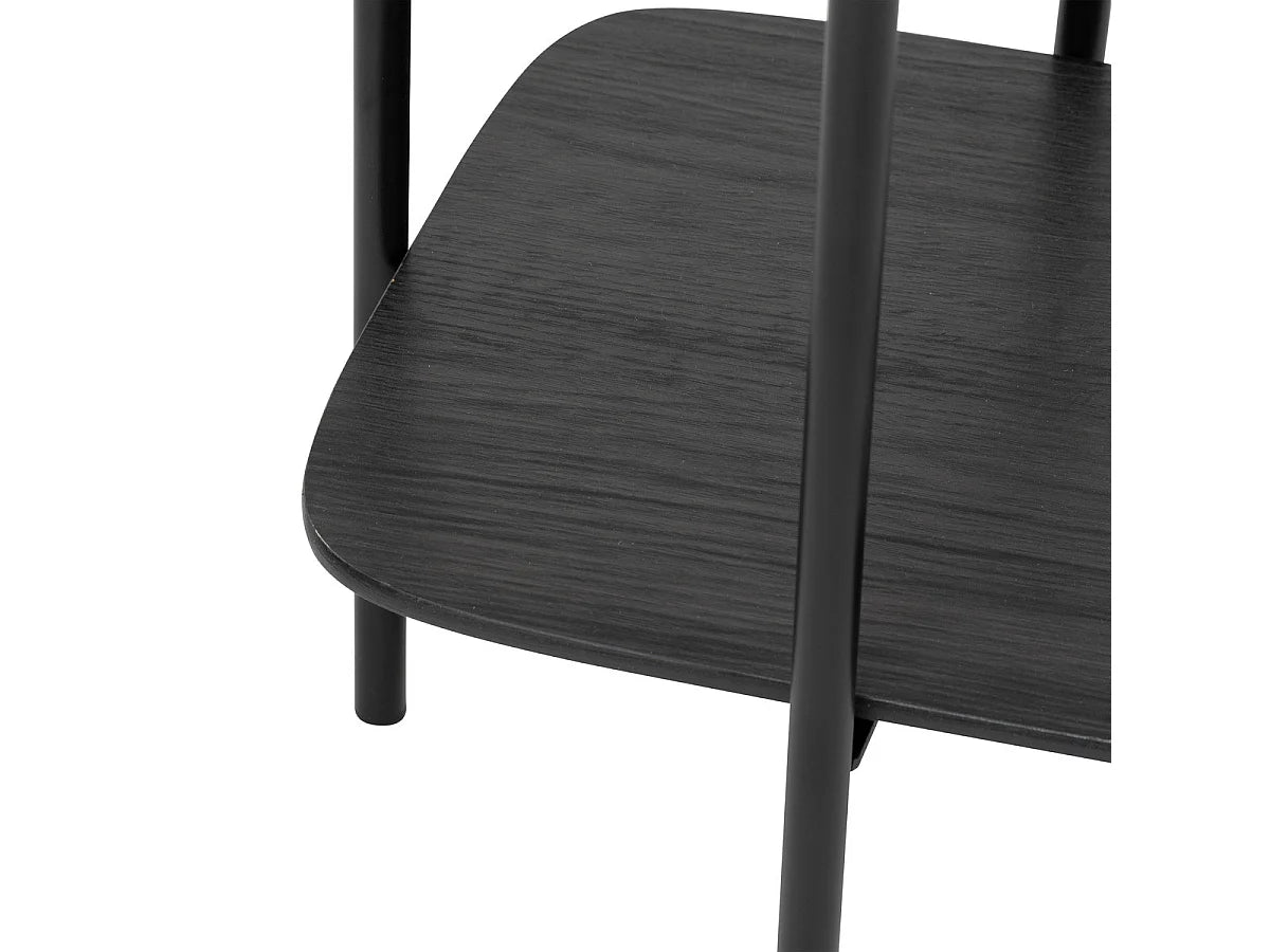 Bout de canapé carré bois et noir avec étagère – NOKTA