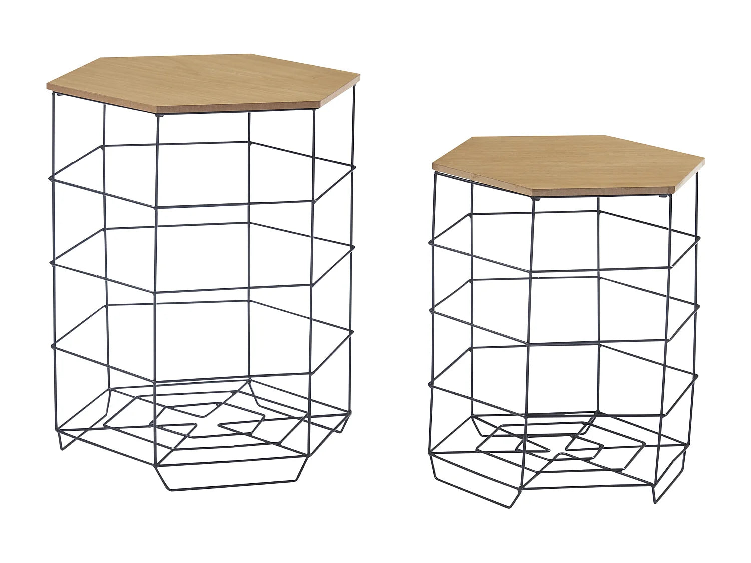 Lot de 2 bouts de canapé métal noir effet bois – HORVIK