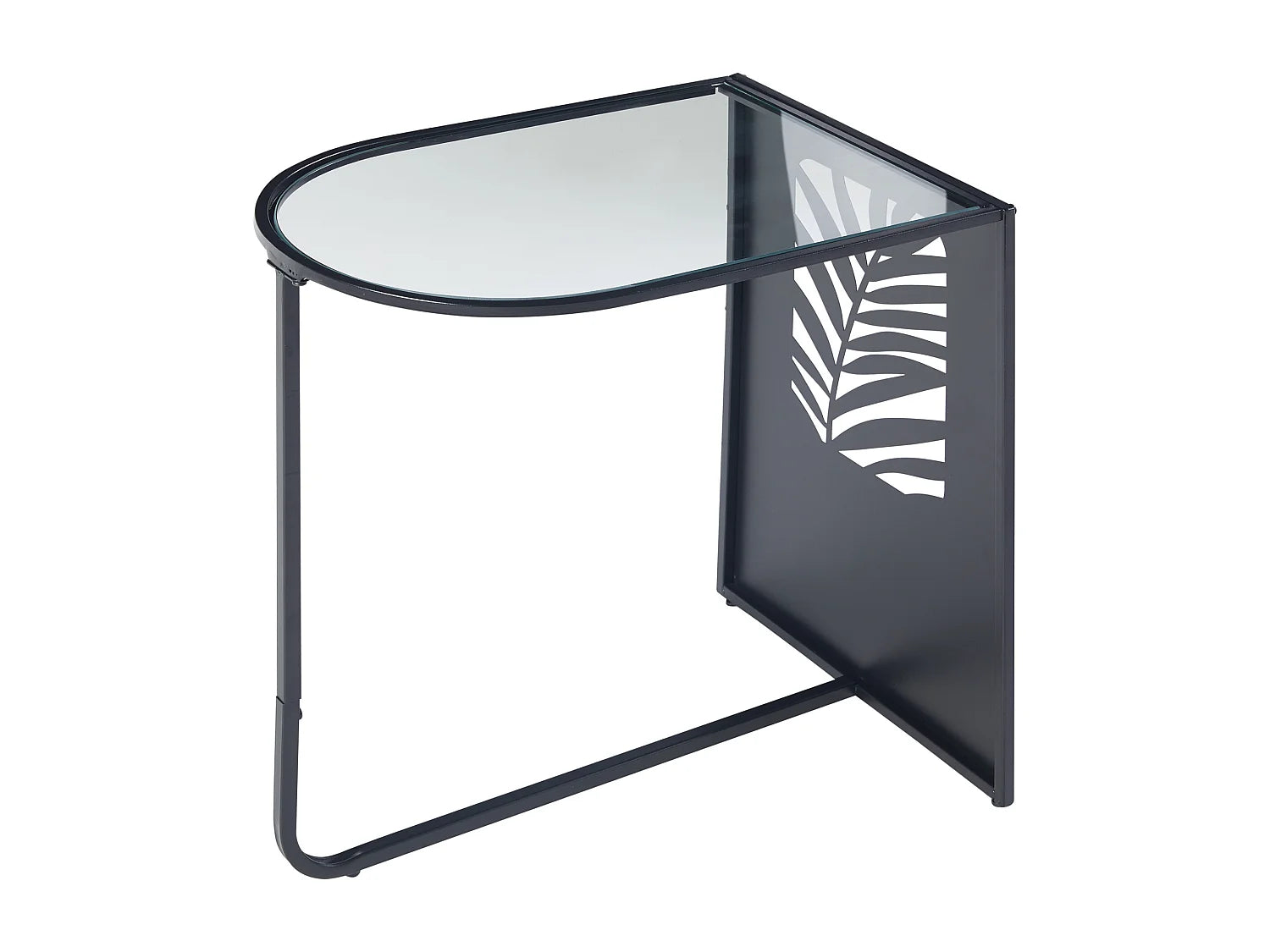 Bout de canapé verre et métal noir – ULRIK