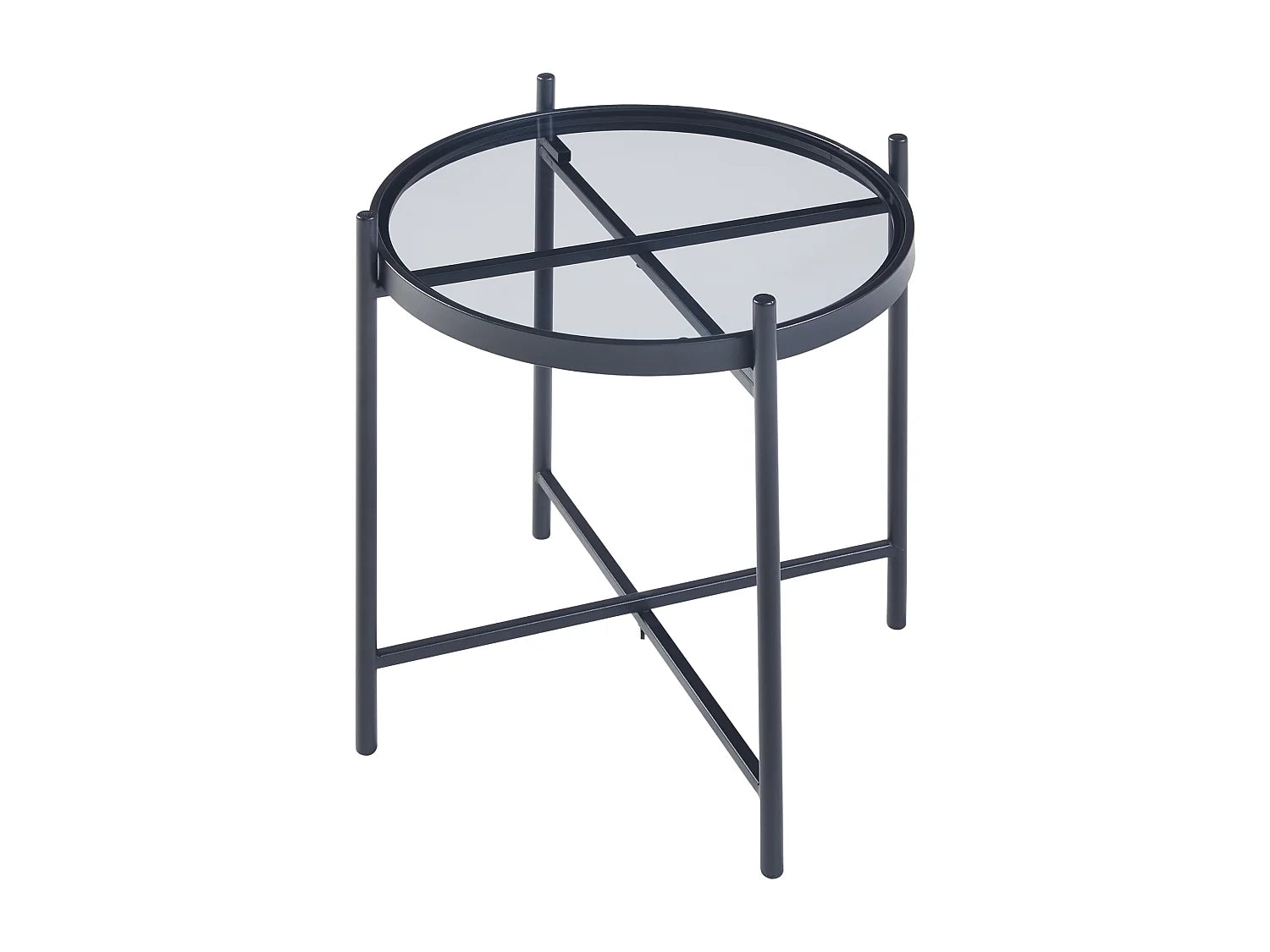 Bout de canapé rond en verre trempé noir – LIORA
