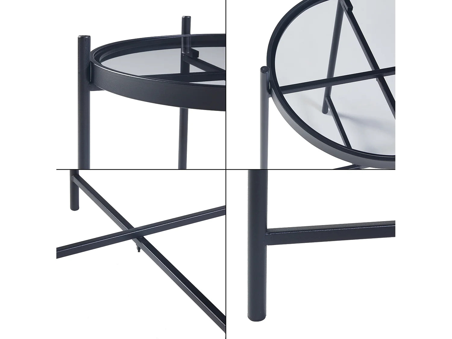 Bout de canapé rond en verre trempé noir – LIORA