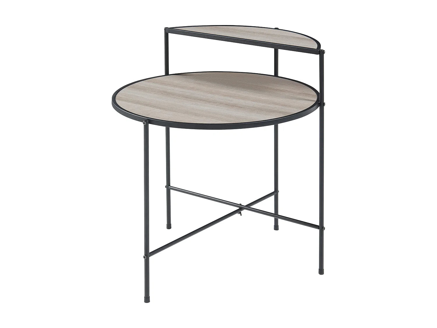 Bout de canapé rond bois et métal effet chêne – BIRKA