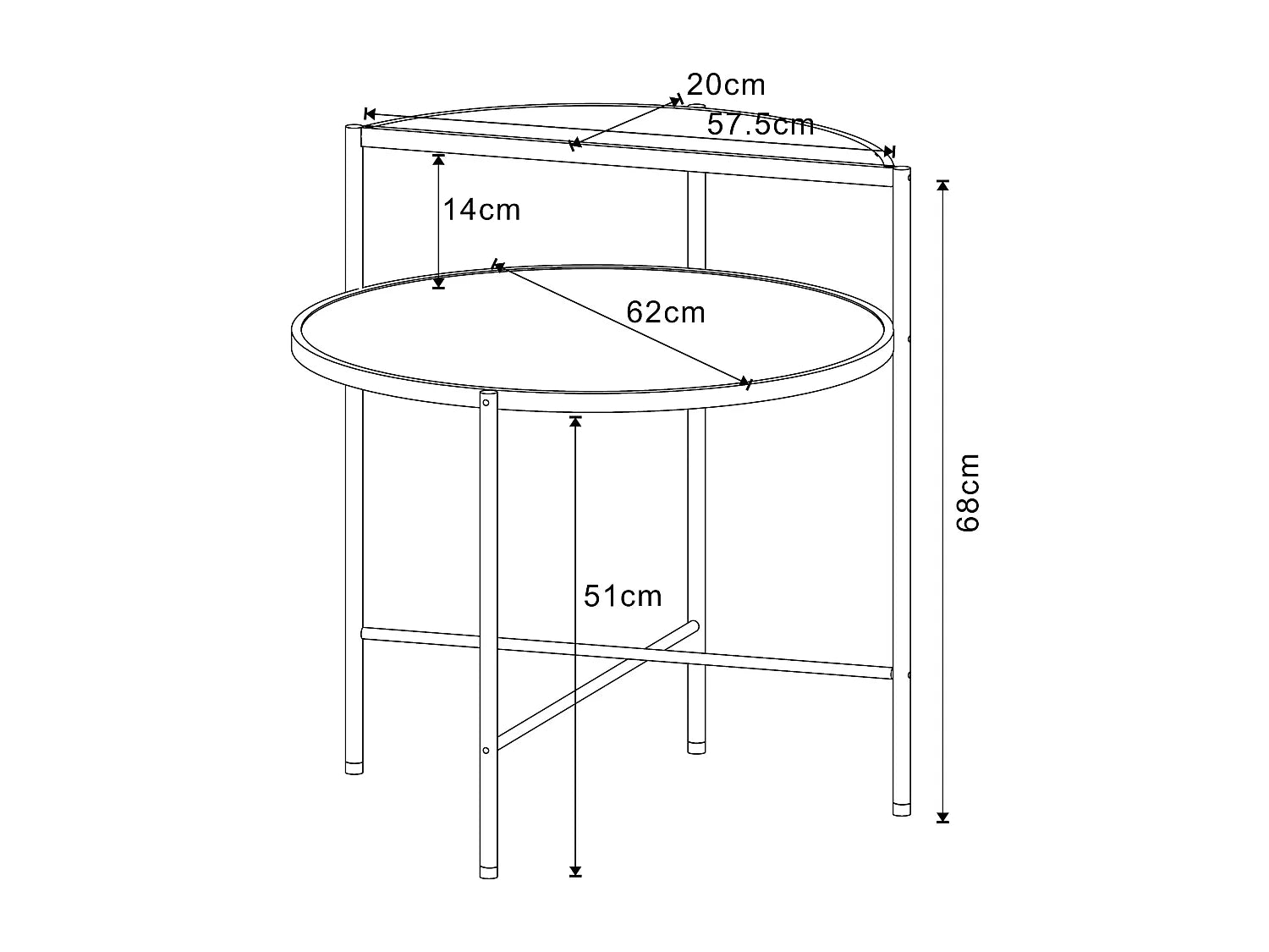 Bout de canapé rond bois et métal effet chêne – BIRKA