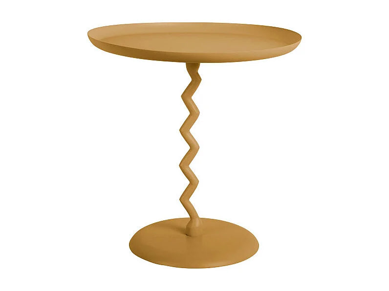 Bout de canapé rond métal zigzag jaune moutarde – ZIGÉO