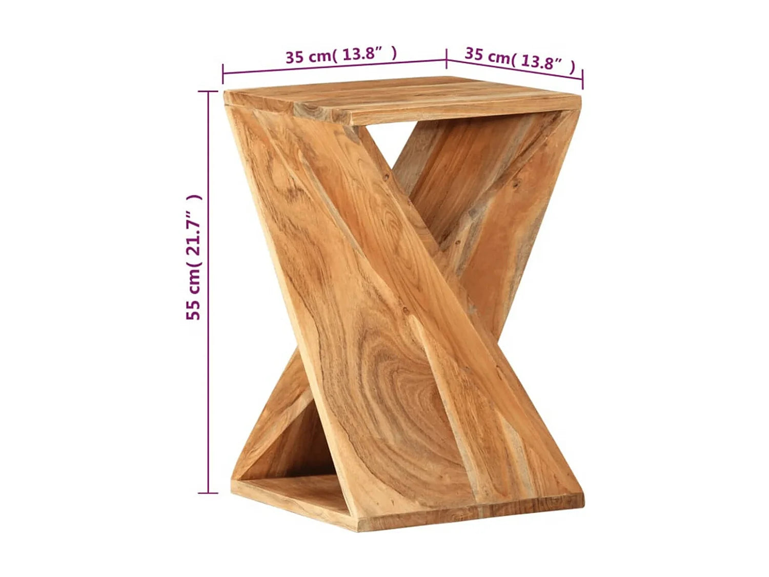 Bout de canapé carré en bois massif d'acacia – TORSADE