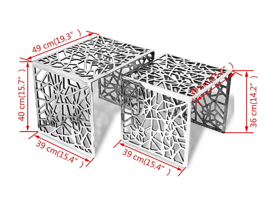 Bout de canapé carré en aluminium argenté – SOLENNE
