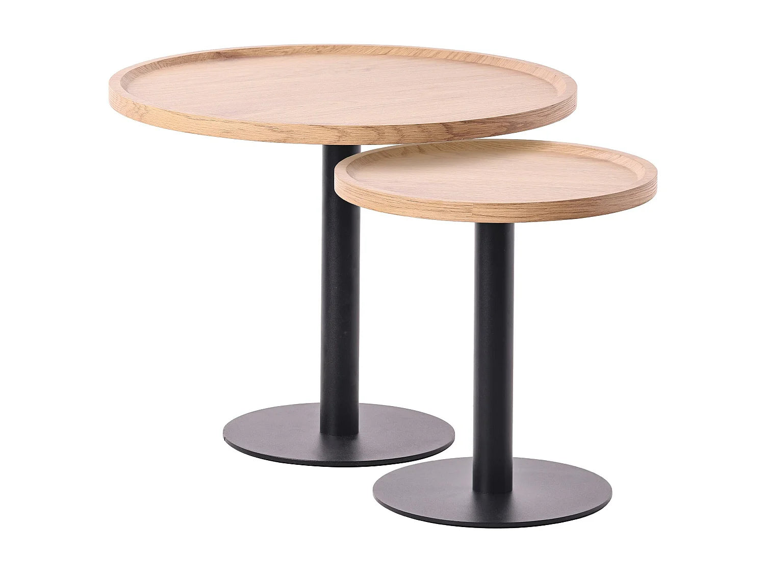 Lot de 2 bouts de canapé ronds en bois naturel – ASPENA