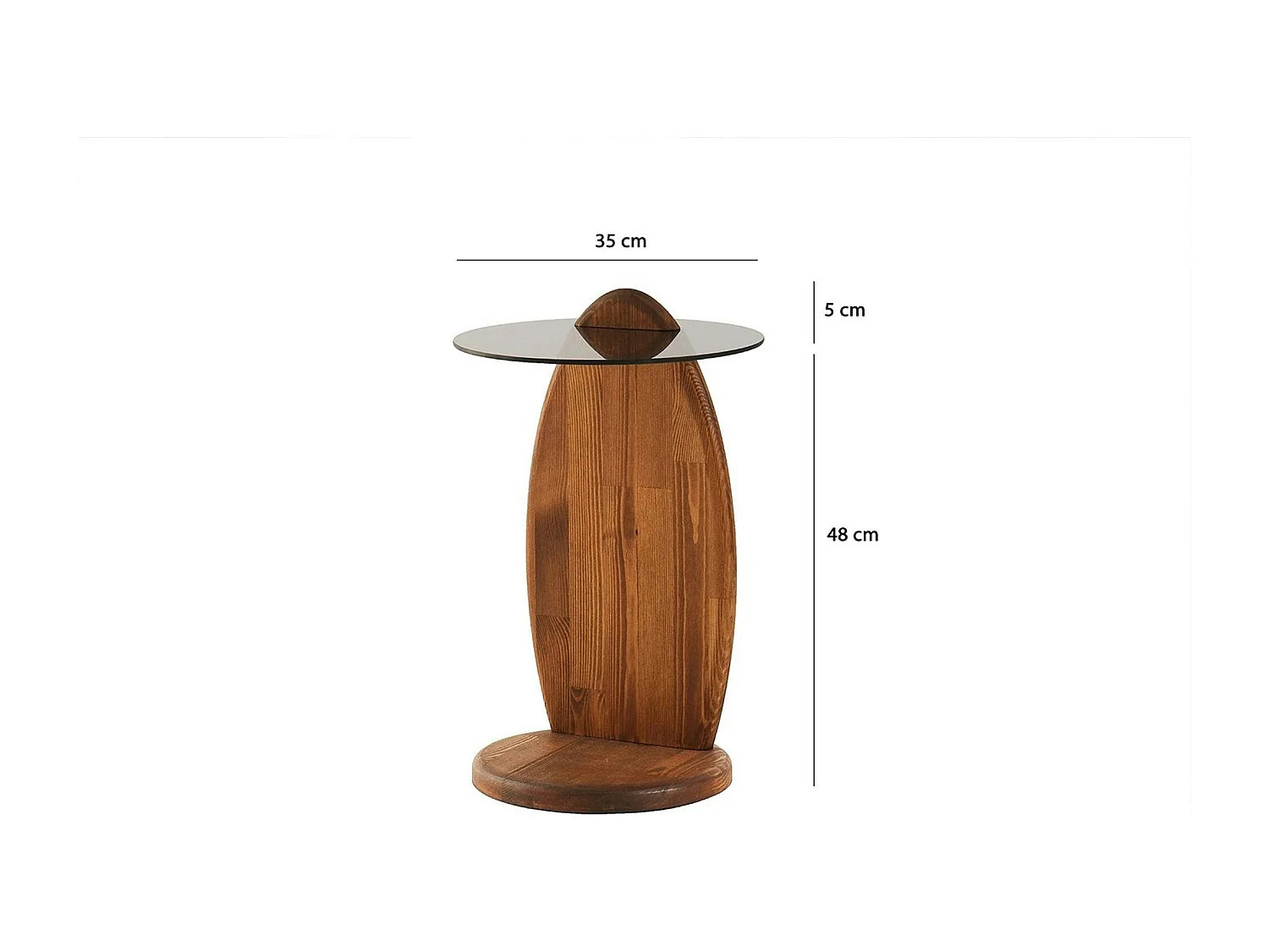 Bout de canapé rond bois et verre fumé beige – ANZIO
