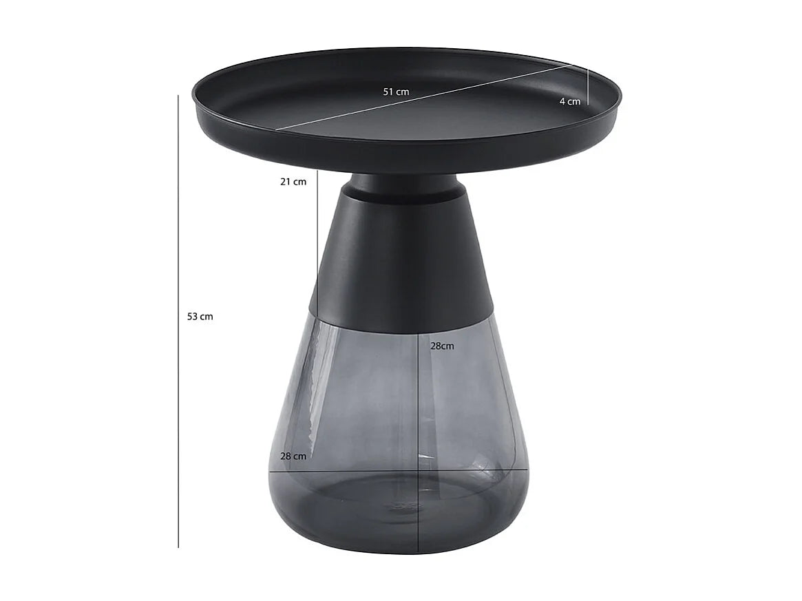 Bout de canapé verre fumé et métal noir mat – BASALT