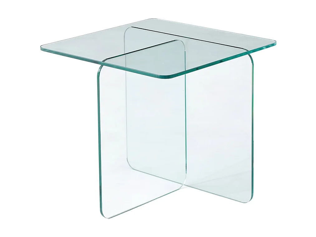 Bout de canapé carré en verre trempé transparent – GLACÉA