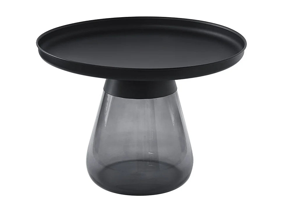 Bout de canapé verre trempé fumé et métal noir – ONYX