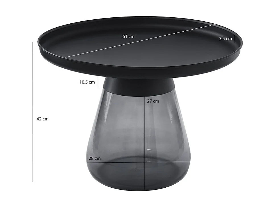 Bout de canapé verre trempé fumé et métal noir – ONYX