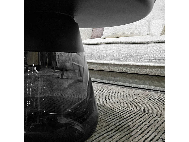 Bout de canapé verre trempé fumé et métal noir – ONYX