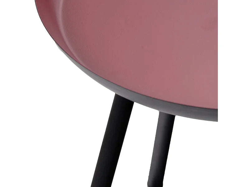 Bout de canapé rond métal rouge pieds noirs – PAVOT