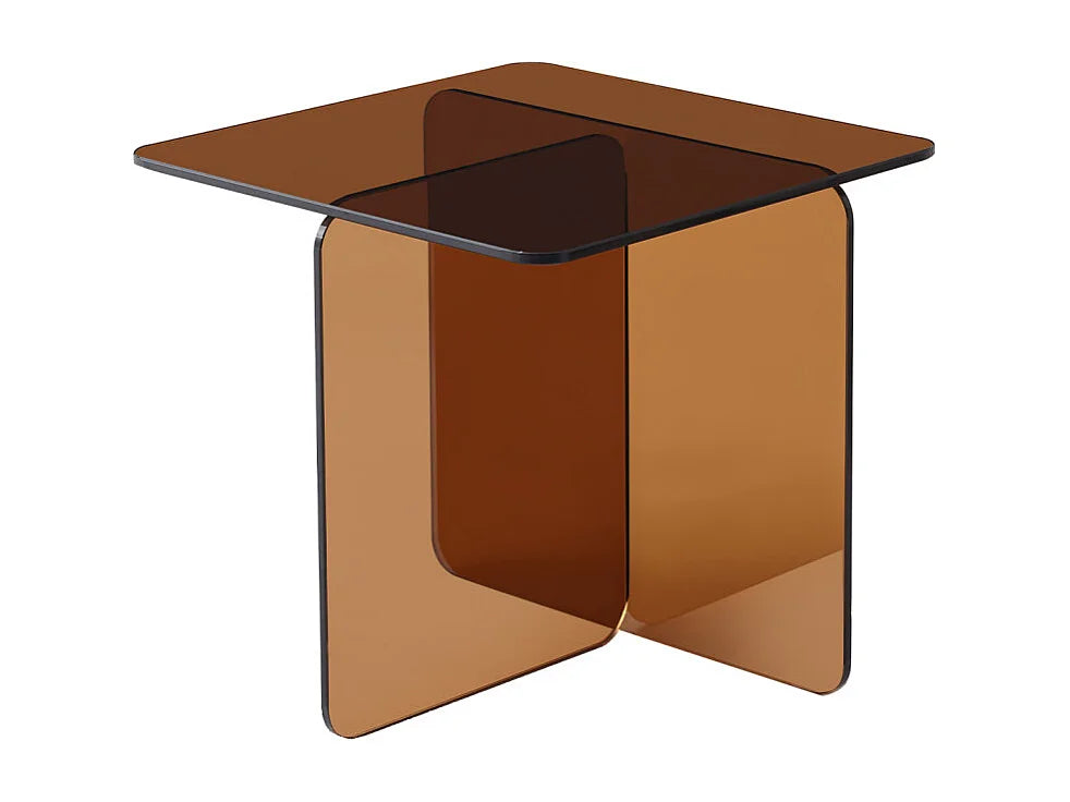 Bout de canapé carré en verre trempé cuivré fumé – AMBRE