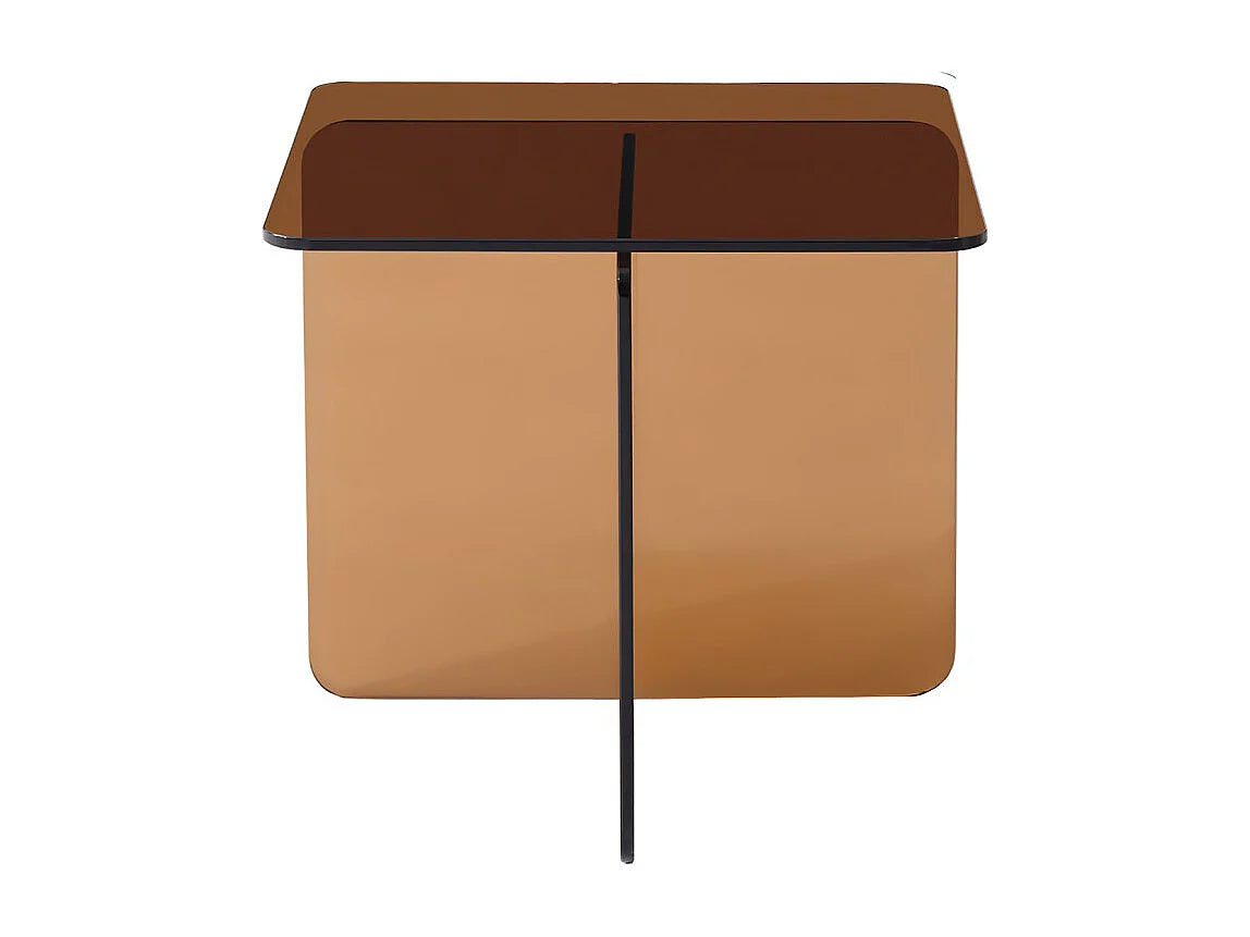 Bout de canapé carré en verre trempé cuivré fumé – AMBRE