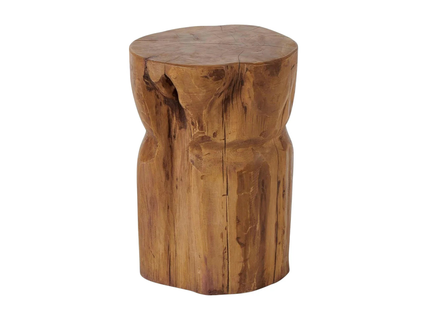 Bout de canapé rond en teck massif beige – SAVANE