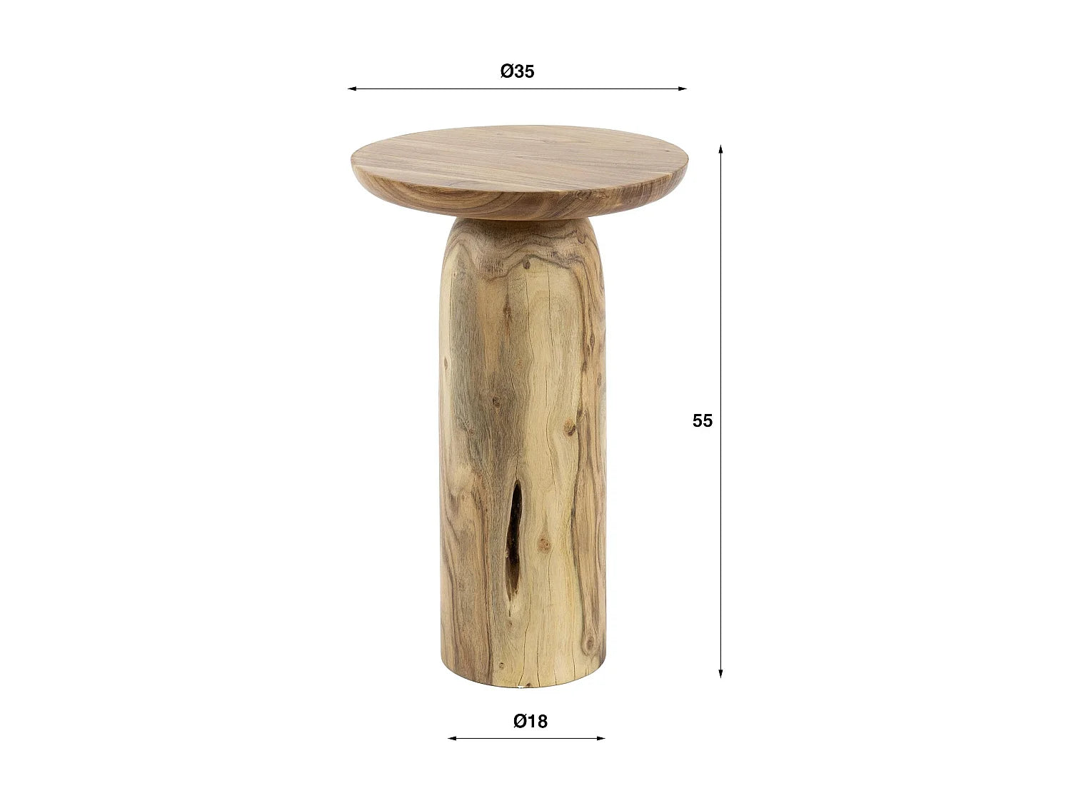 Bout de canapé bois plateau sculpté beige – TOTEM