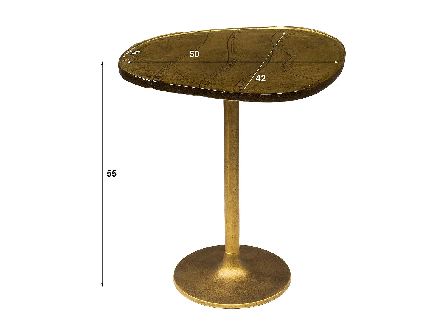 Bout de canapé en verre finition antique dorée – LAGUNA