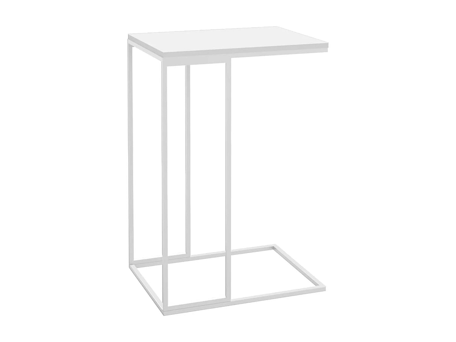Bout de canapé en C en bois blanc et fer – CUBO