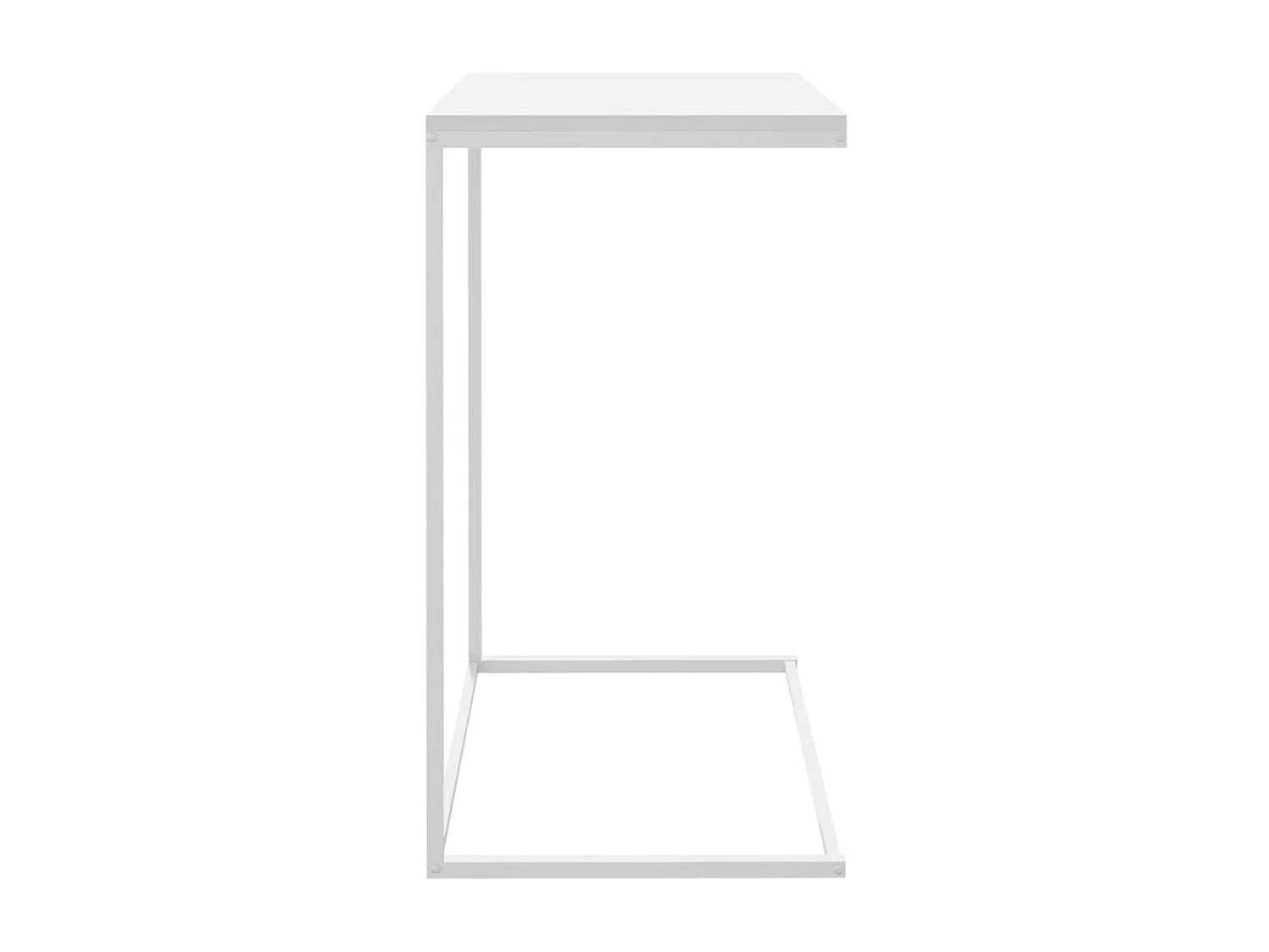 Bout de canapé en C en bois blanc et fer – LANO