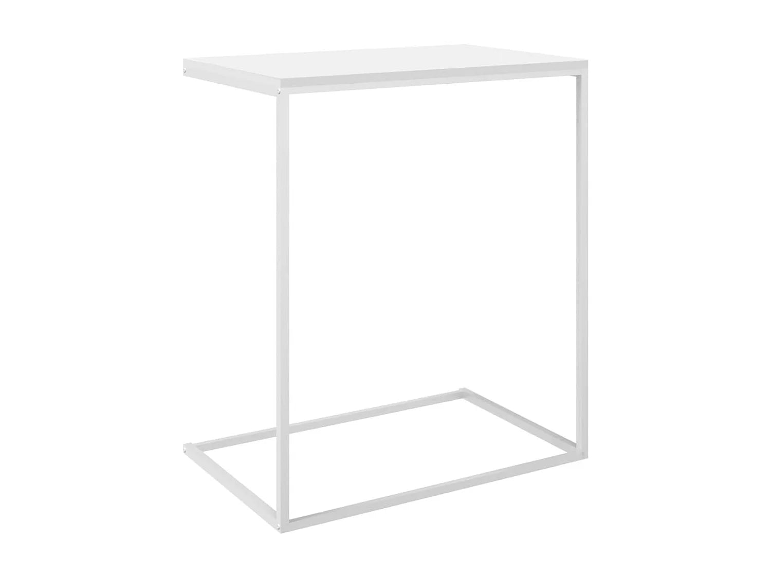 Bout de canapé en C en bois blanc et fer – LANO