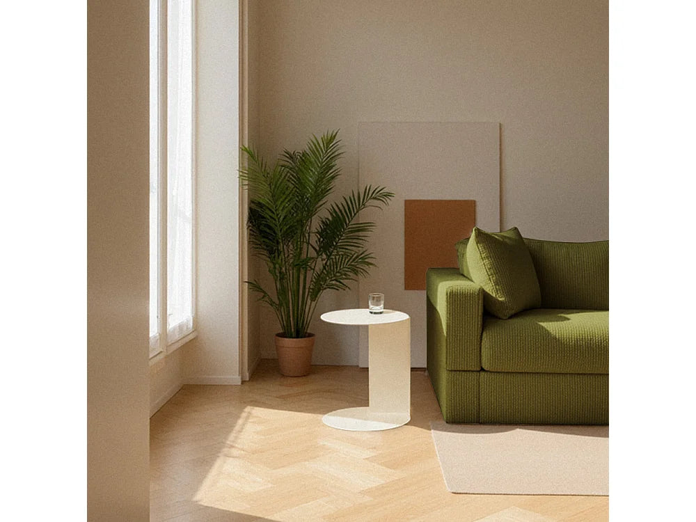 Bout de canapé rond en métal beige – JIMY