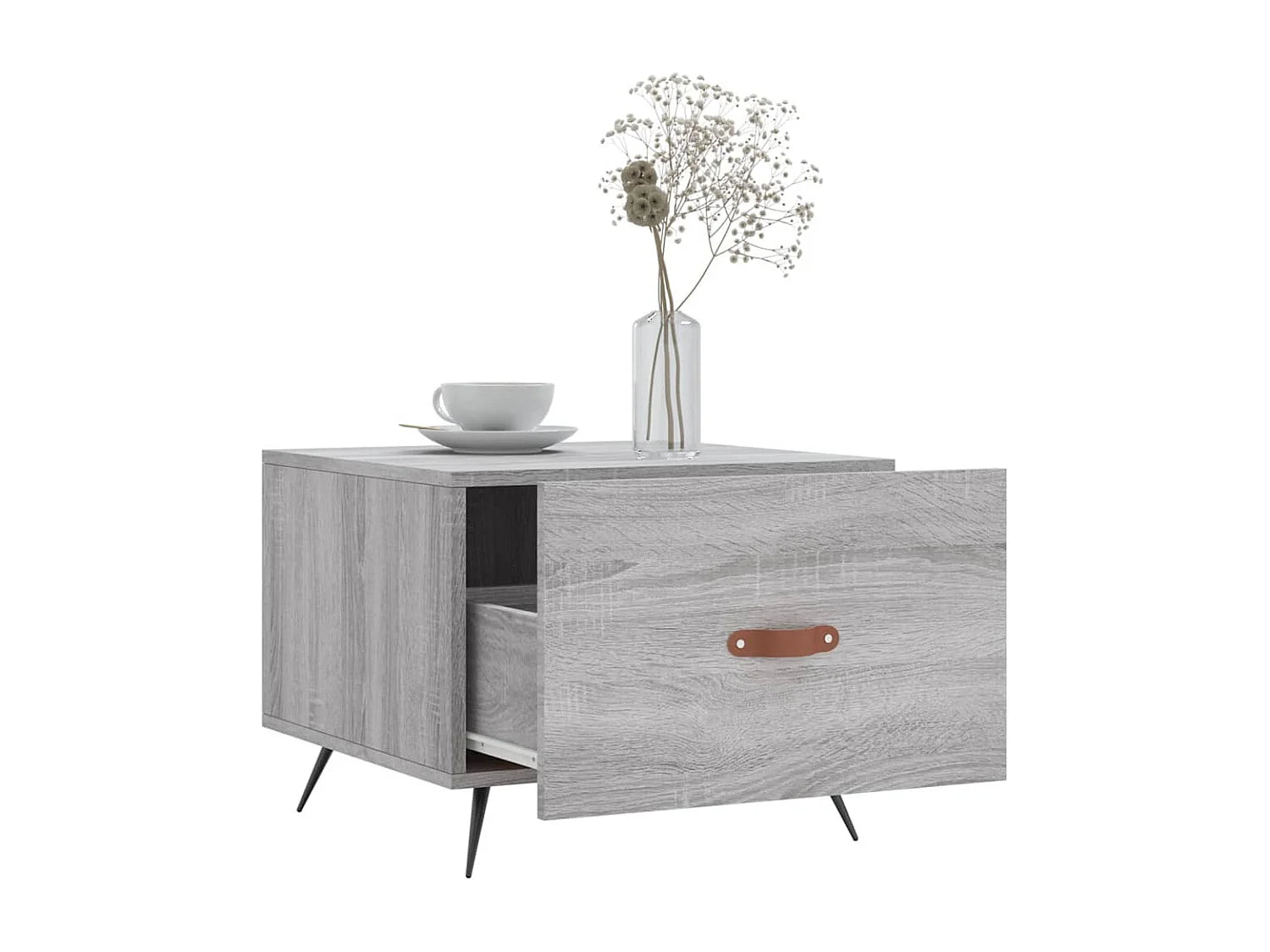 Bout de canapé bois gris sonoma avec tiroir – GRENO