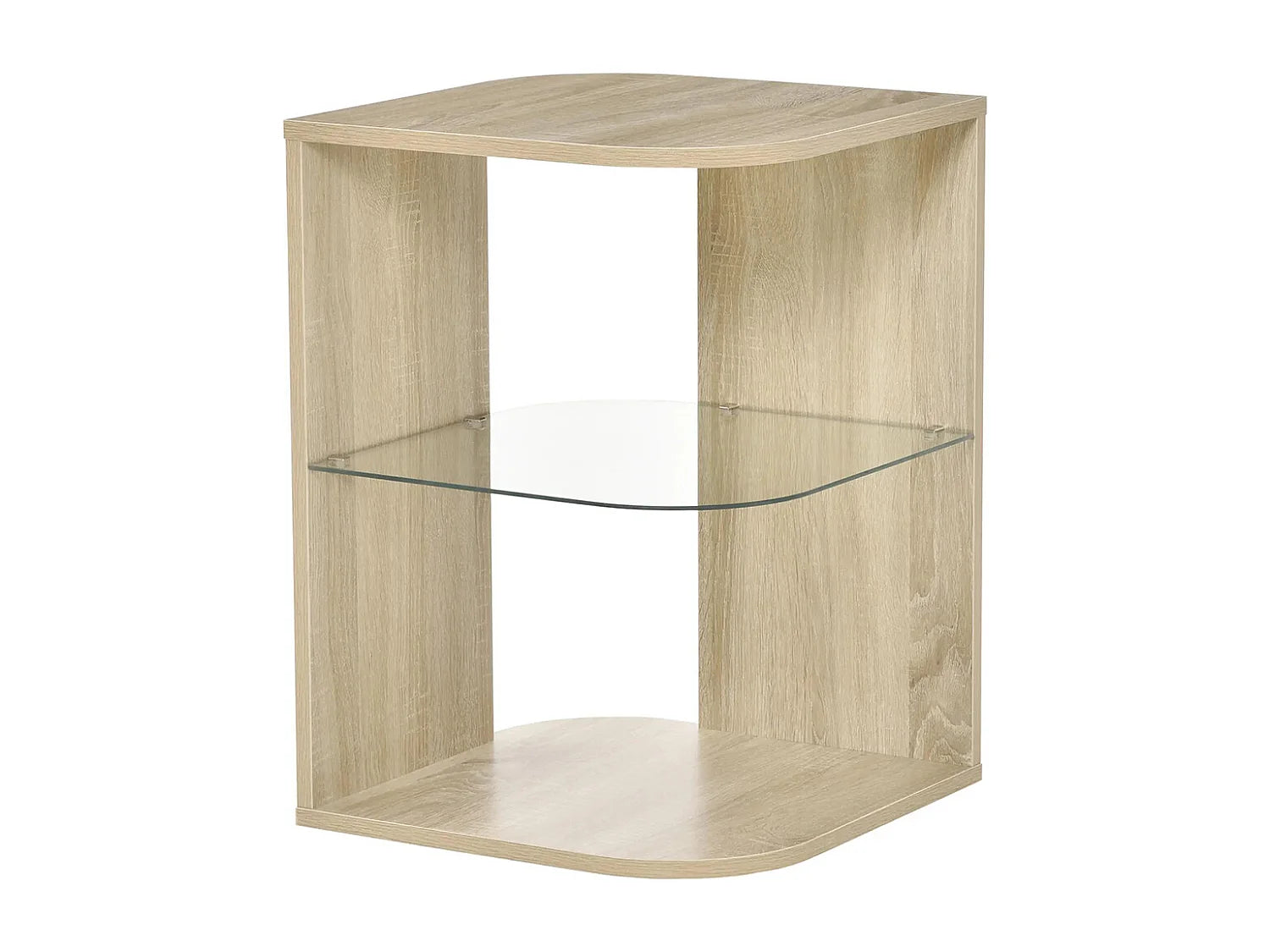 Bout de canapé verre trempé et bois naturel – LUMINA