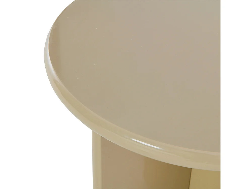 Bout de canapé rond en bois laqué beige – PALOMA