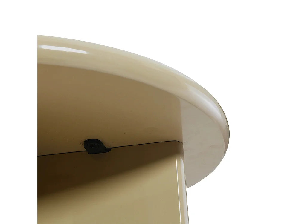 Bout de canapé rond en bois laqué beige – PALOMA