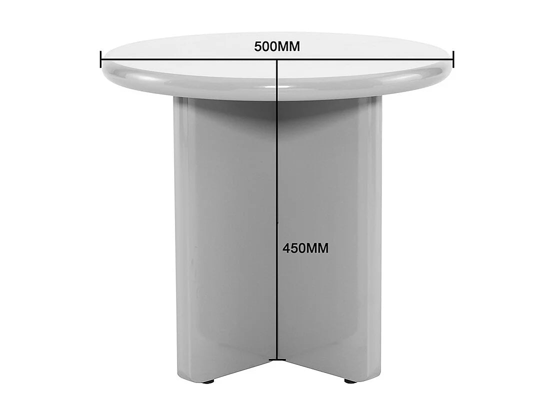 Bout de canapé rond en bois laqué beige – PALOMA