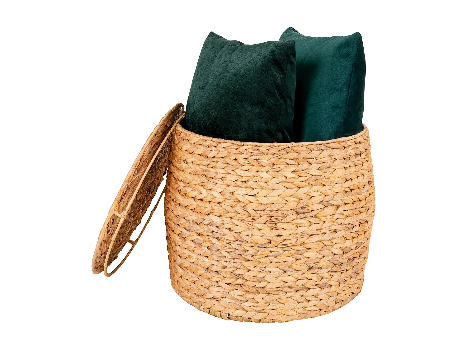 Bout de canapé rond en jacinthe d'eau beige – RIVAGE