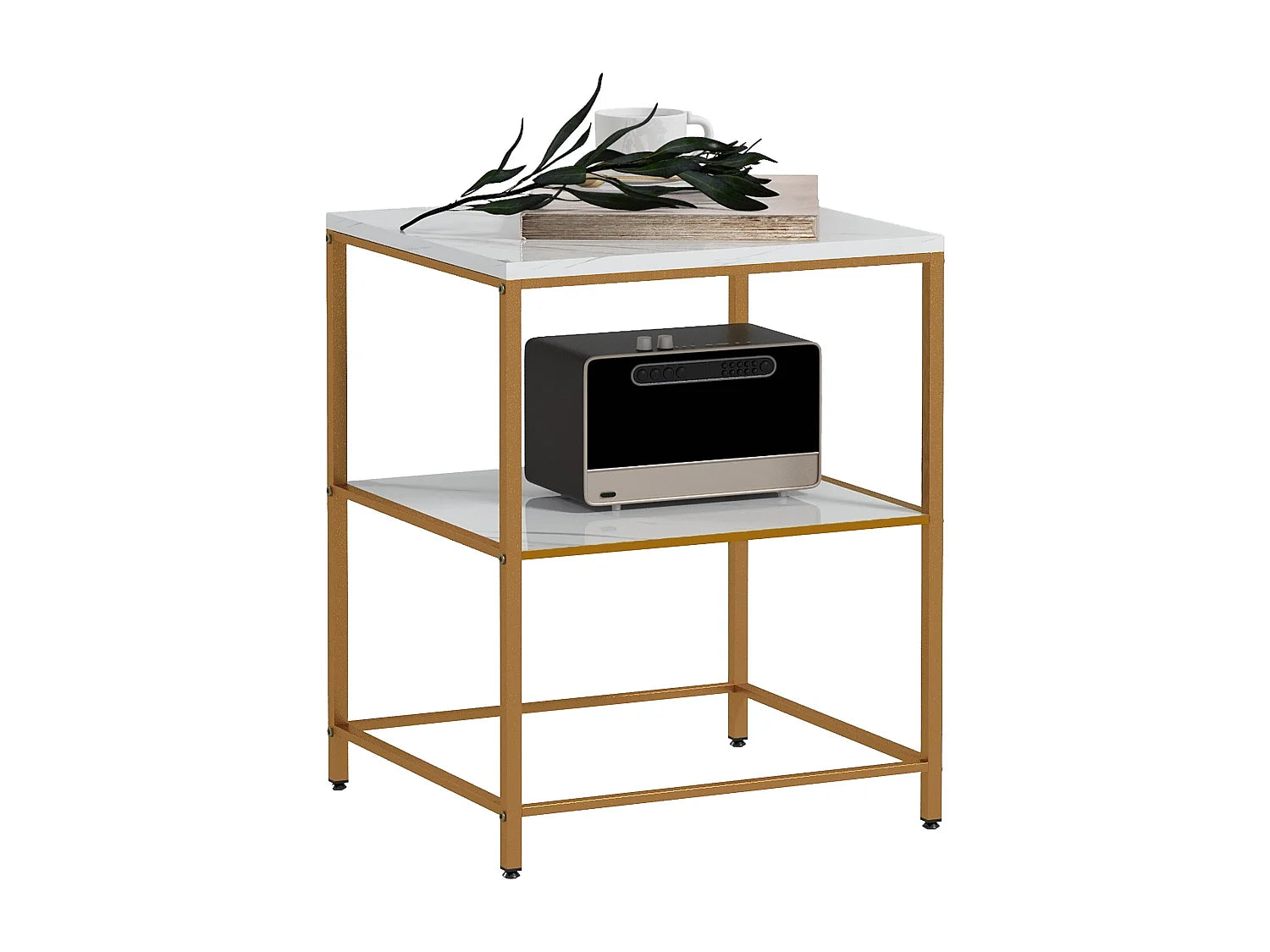 Bout de canapé art déco effet marbre blanc doré – GATSBY