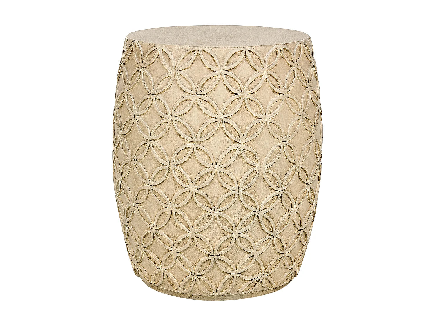 Bout de canapé tonneau texturé beige clair – DUNA